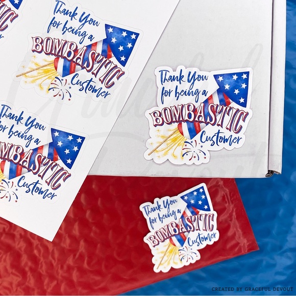 Thank You For Being A Bombastic Customer- 2" (inches) Sticker 48ct.)  [GD75-48] - Picture 6 of 6
